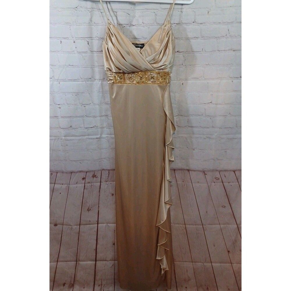 City Triangles Vintage Empire Waist Gold Mermaid Fairy Beaded Dress M